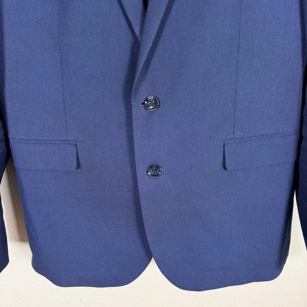 Express Extra Slim Suit Mens 44R Actual Pants 36Wx34L Blue Stretch Flat Front